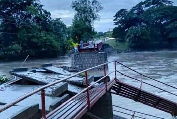 The bridge in Teustepe, Nicaragua which has been completely washed away by recent hurricane's – November 2020