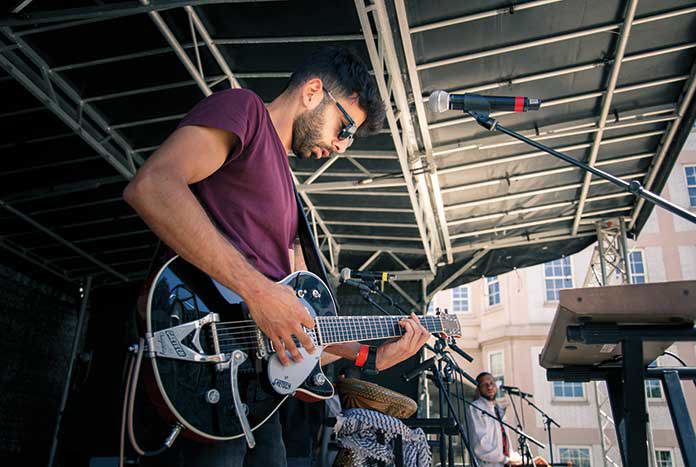 Palestinian band 47Soul performing on London's South Bank for Amos Trust.