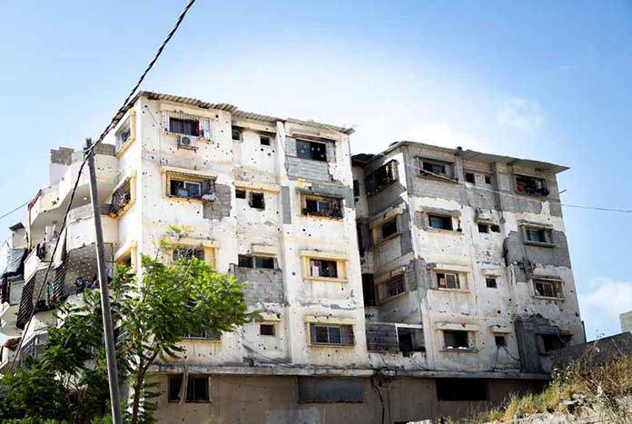 A bombed-out building in Gaza