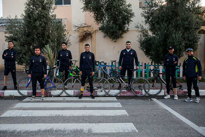 The Gaza Sunbirds para-cycling cycling team.