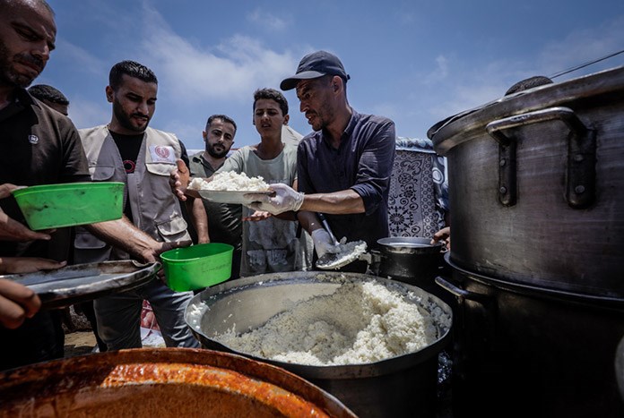 Food aid being delivered in Gaza.