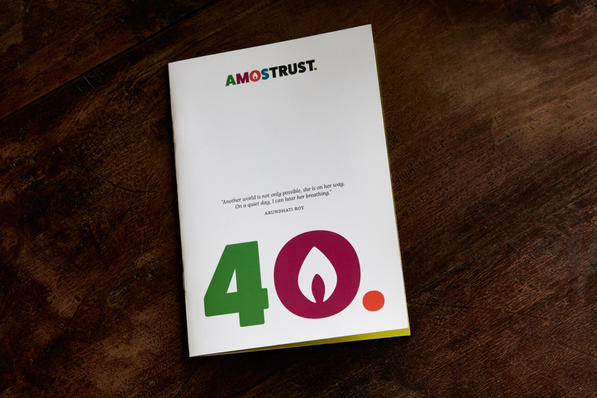 Amos Trust's 40th anniversary brochure front cover