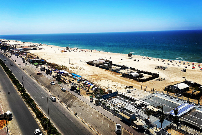 Looking out over the ocean from an office block in Gaza City — May 2022