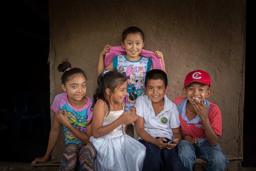 a children smiling for the camera in rural Nicaragua.